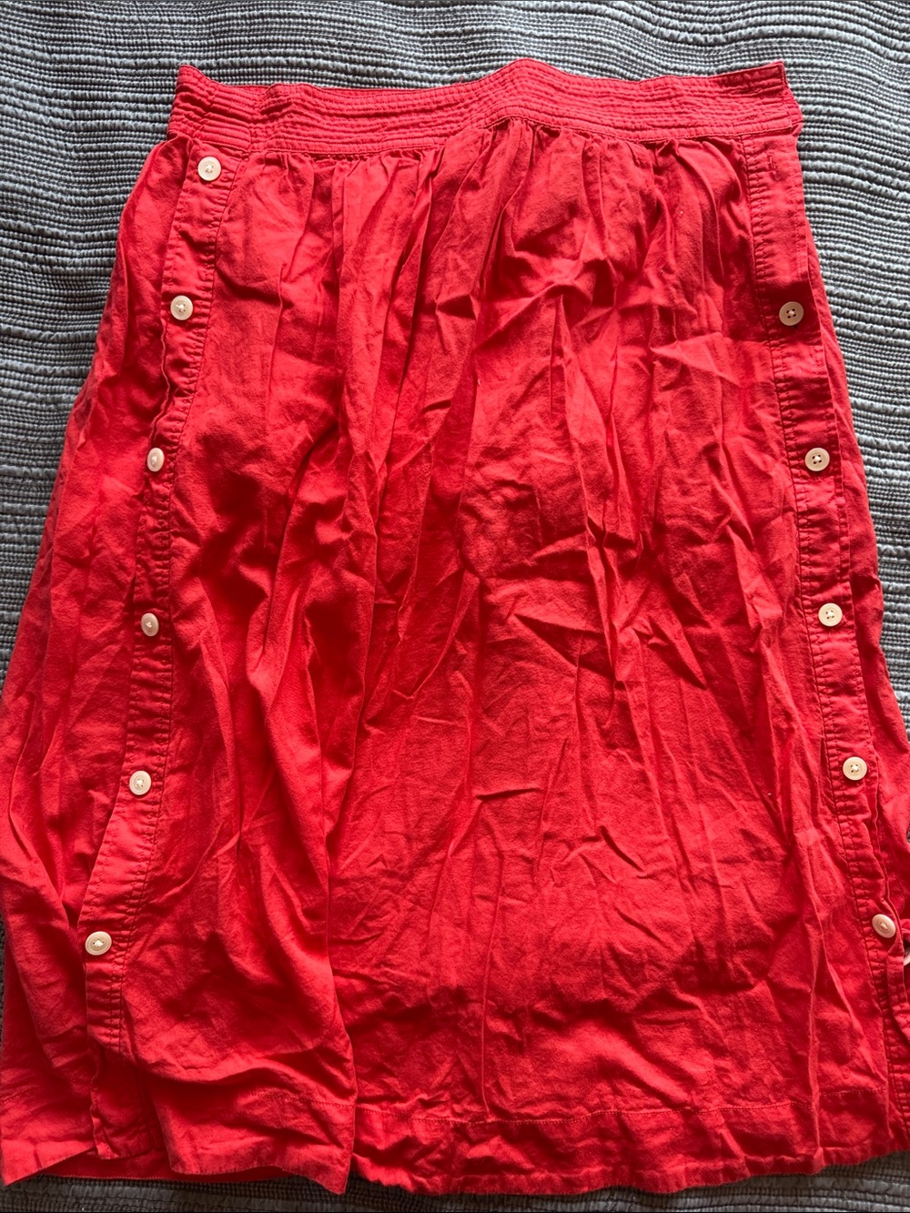Madewell Red Button-Trim Midi Skirt